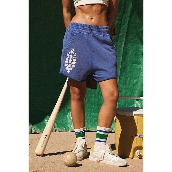 Free People FP Movement All Star Logo Shorts High Rise Pull-on Smocked S 282895 - Picture 1 of 10